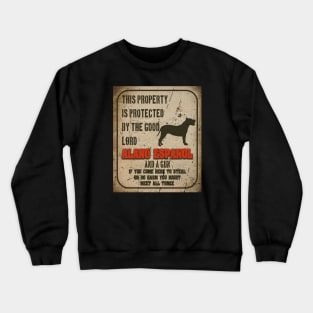 Alano Espanol Silhouette Vintage Humorous Guard Dog Warning Sign Crewneck Sweatshirt